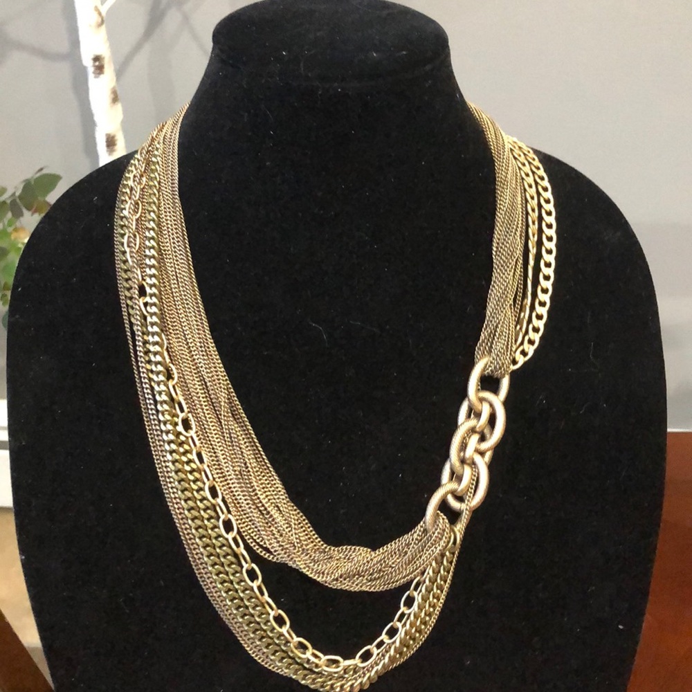 Jcrew  gold tone multi strand link necklace